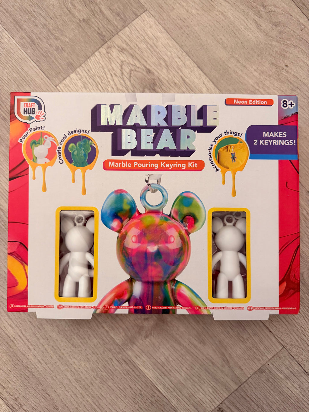 Pink/red Marble Bear Key Rings