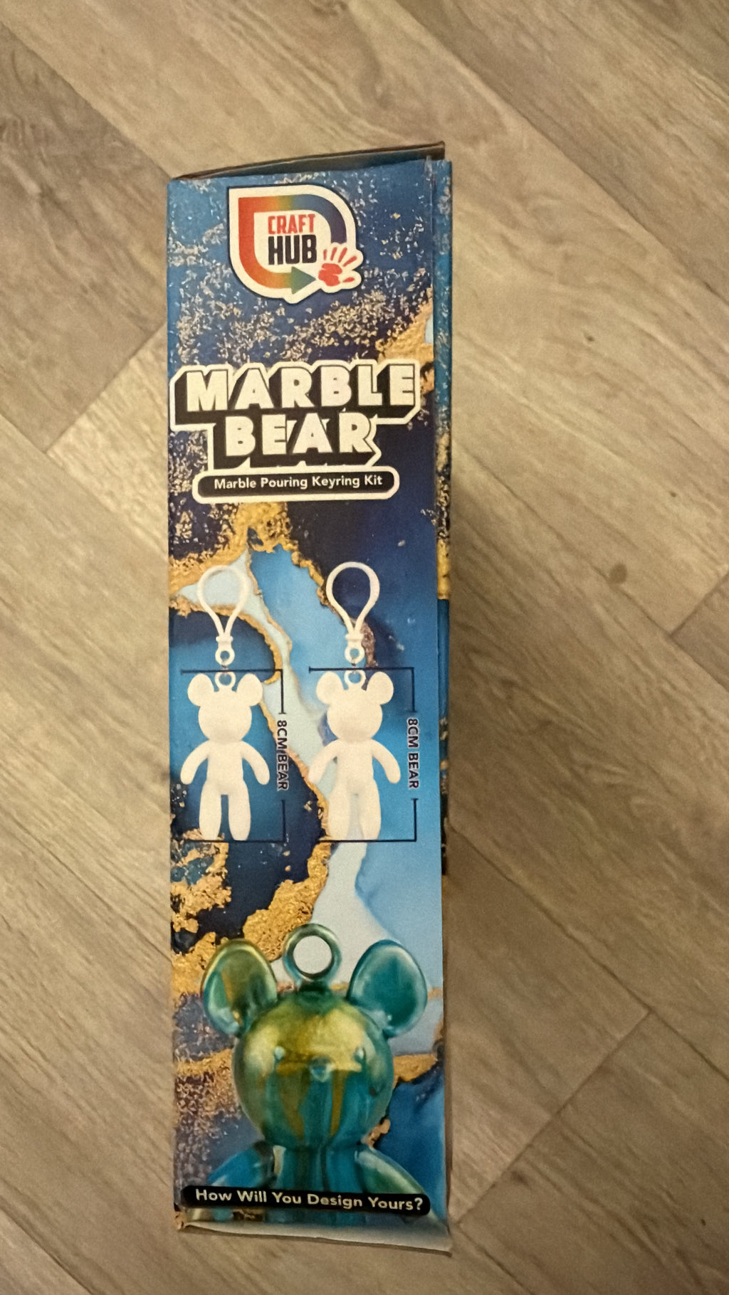 Blue/gold Marble Bear Key Rings