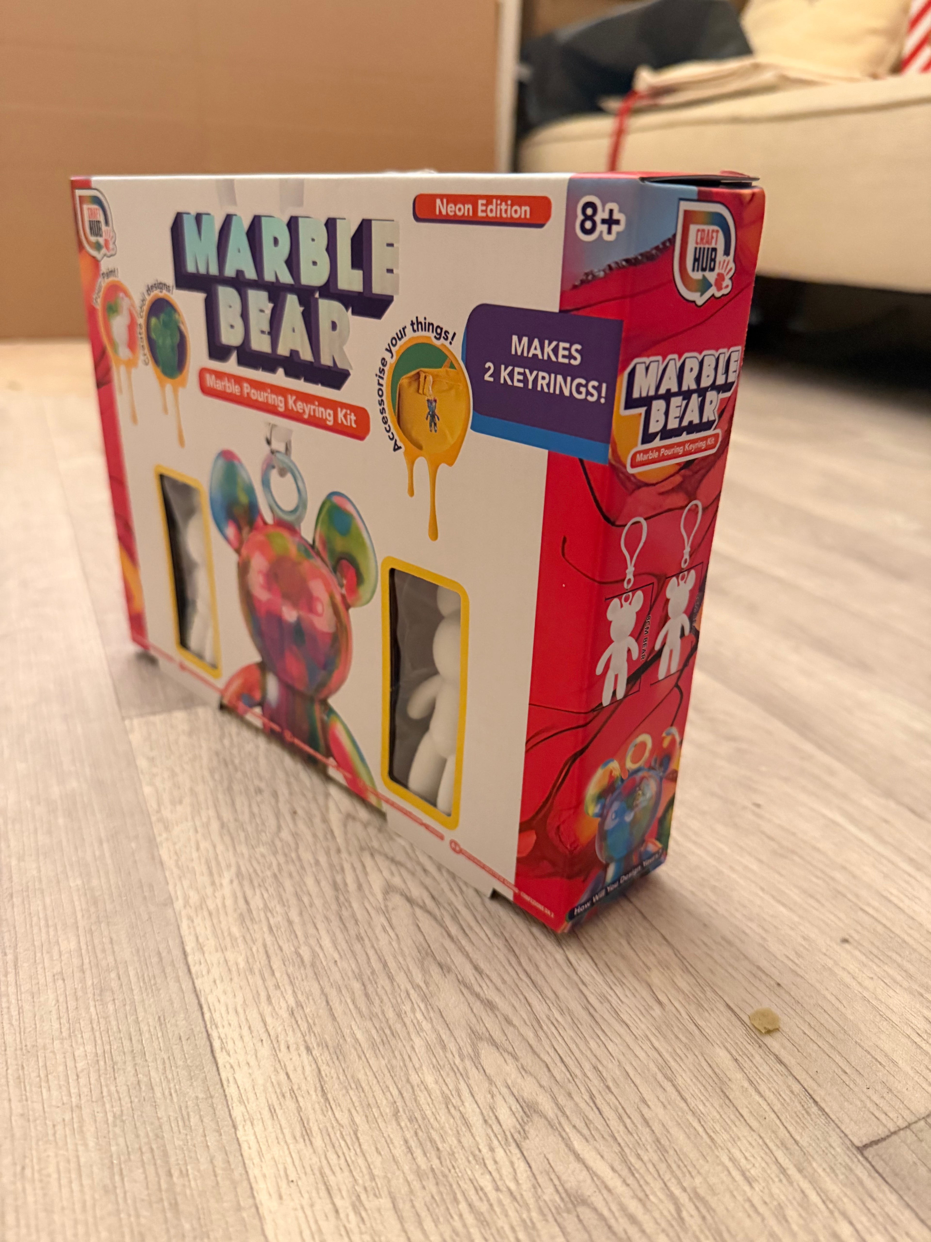 Pink/red Marble Bear Key Rings