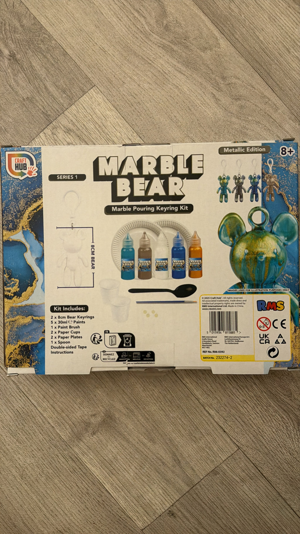 Blue/gold Marble Bear Key Rings