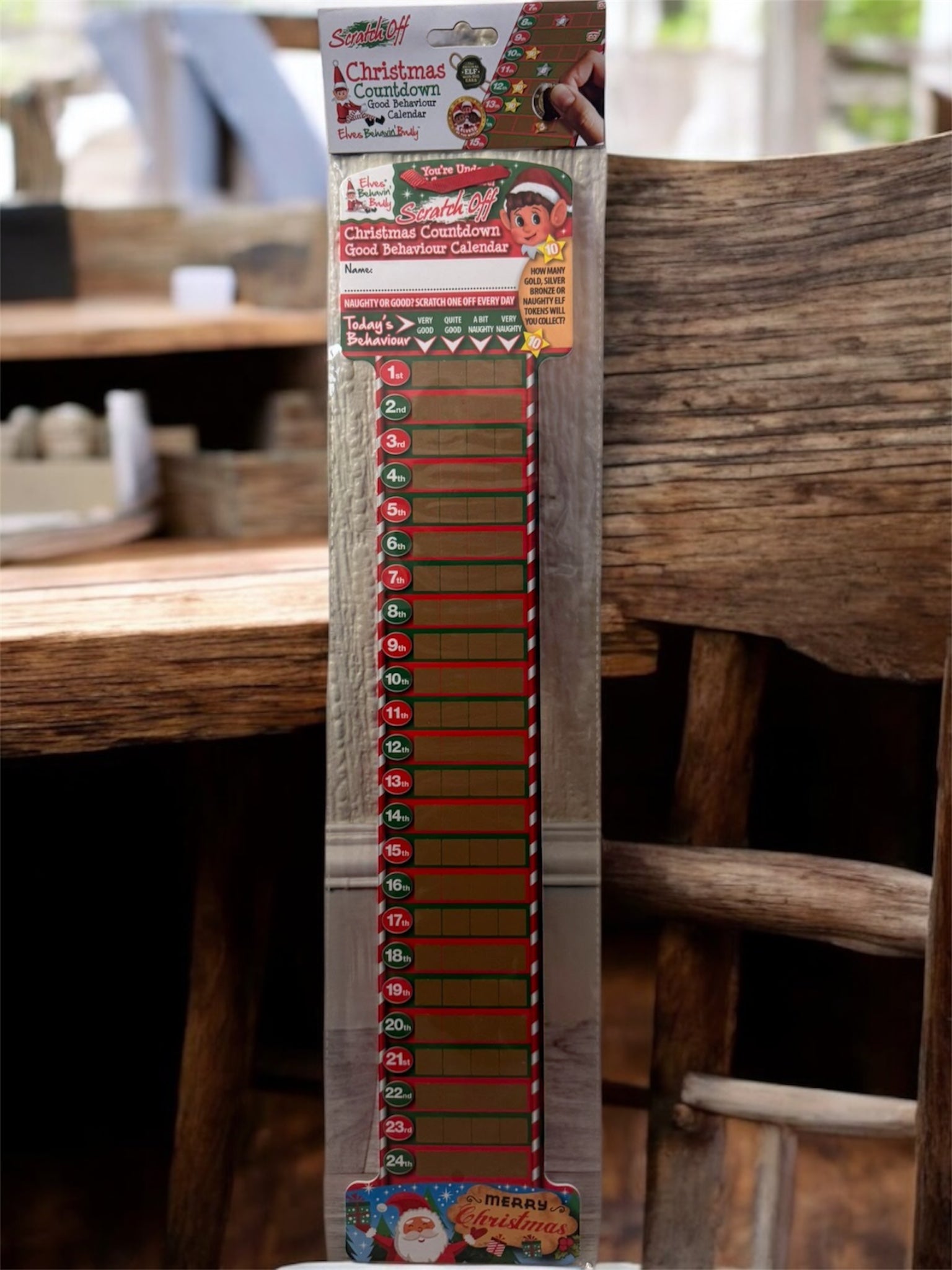 Christmas count down good behaviour scratch card